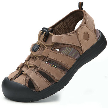 été mens cuir de vachette ventiler sandales de chaussures de plage occasionnels